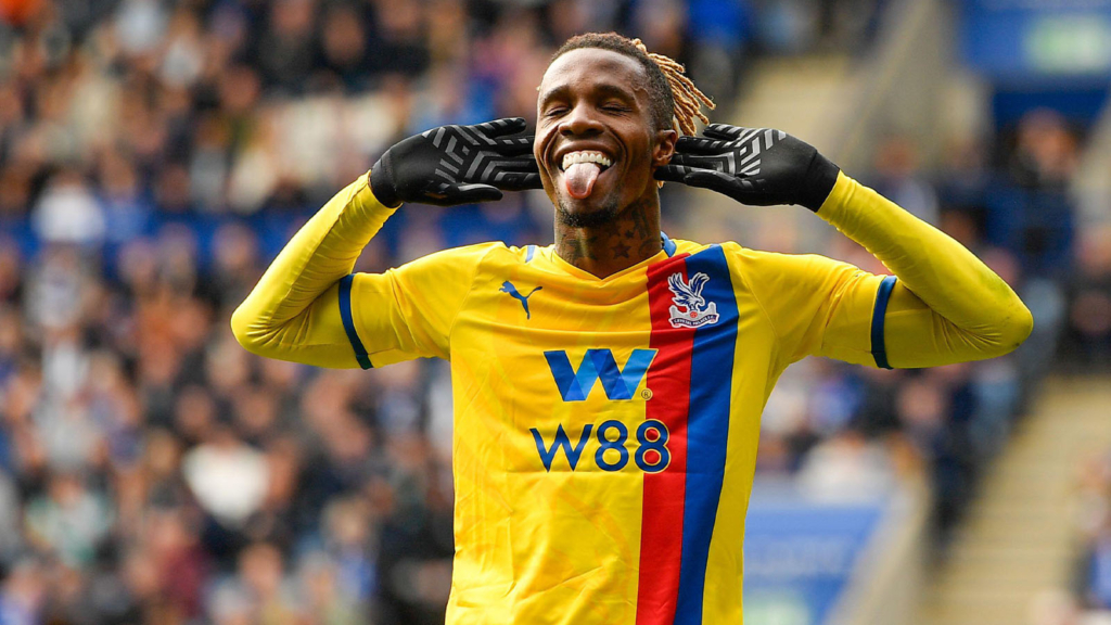 Wilfred Zaha of Crystal Palace celebrates scoring