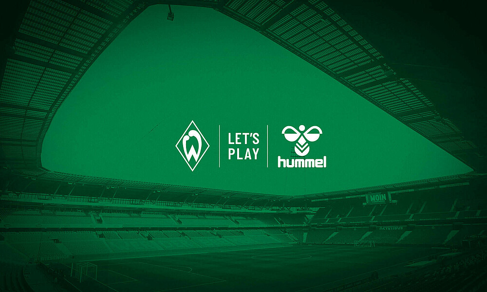 The Werder logo and the hummel logo in white on a green background.