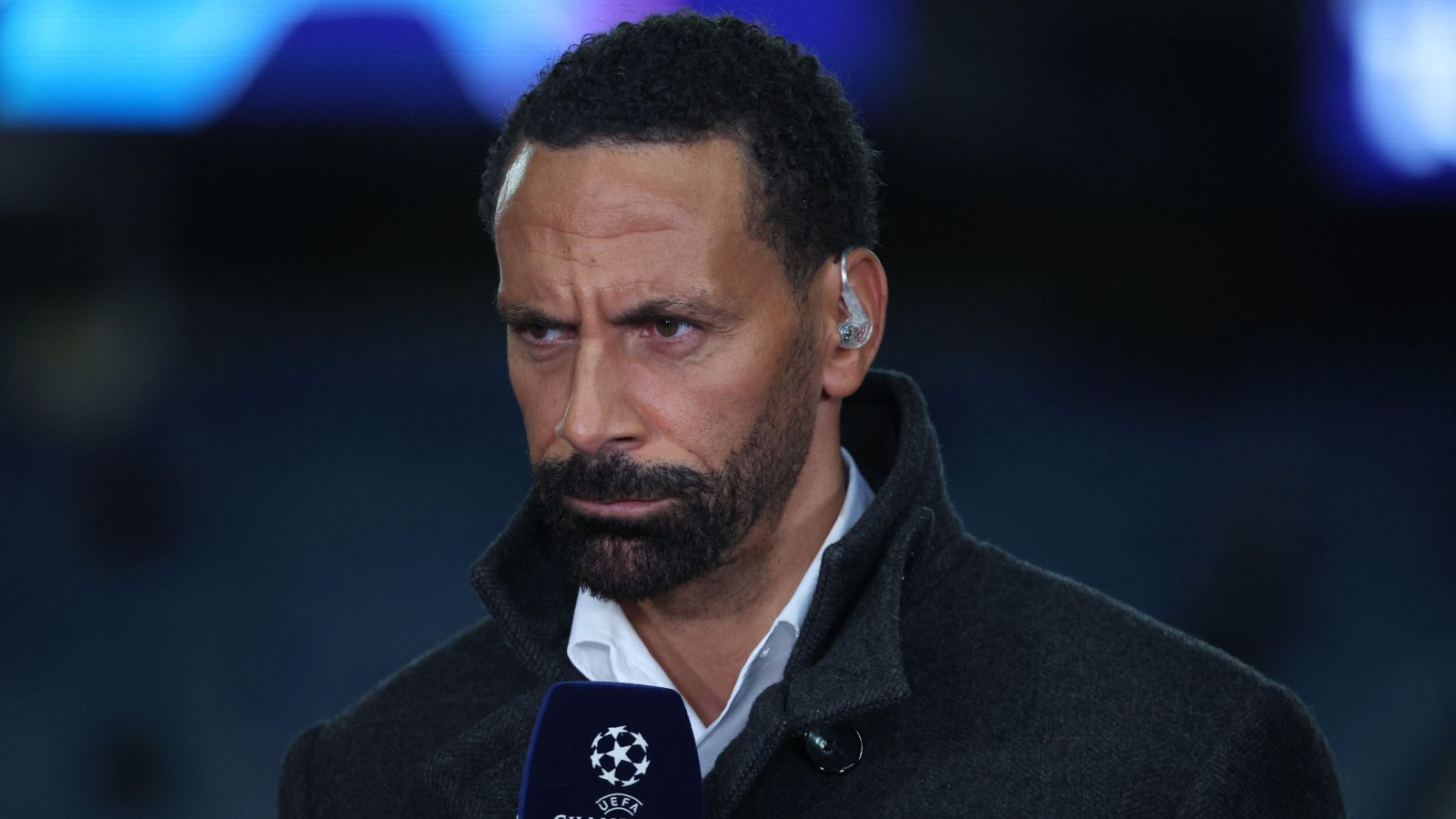 Man Utd legend Rio Ferdinand looks annoyed