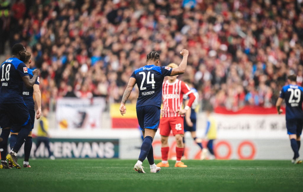 Jessic Ngankam celebrates his goal.