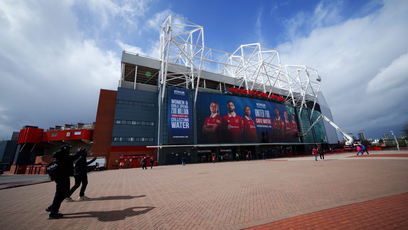 Outside Manchester United's stadium, Old Trafford