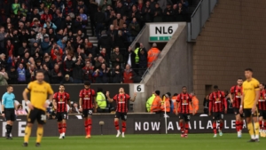 Wolves vs Bournemouth: Bournemouth players celebrate their goal