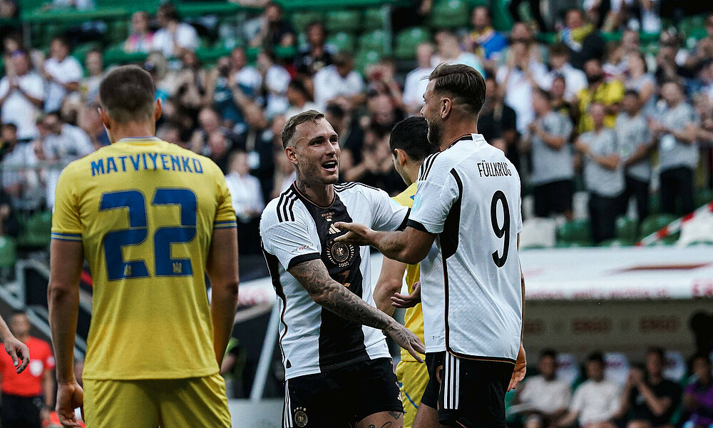 Niclas Füllkrug after the first goal to give Germany the lead.