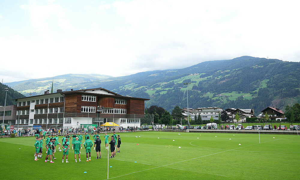 The team on the training pitch