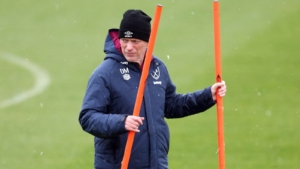 West Ham boss David Moyes looks over his shoulder