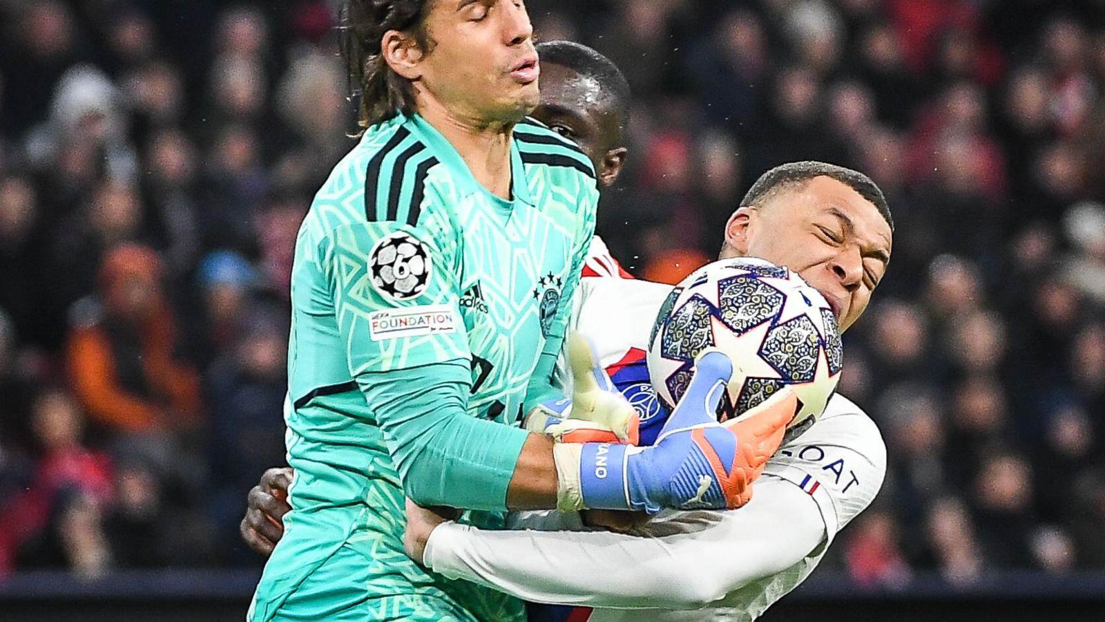 Man Utd target Kylian Mbappe is hit in the face with the ball