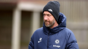 Chelsea boss Graham Potter takes a training session