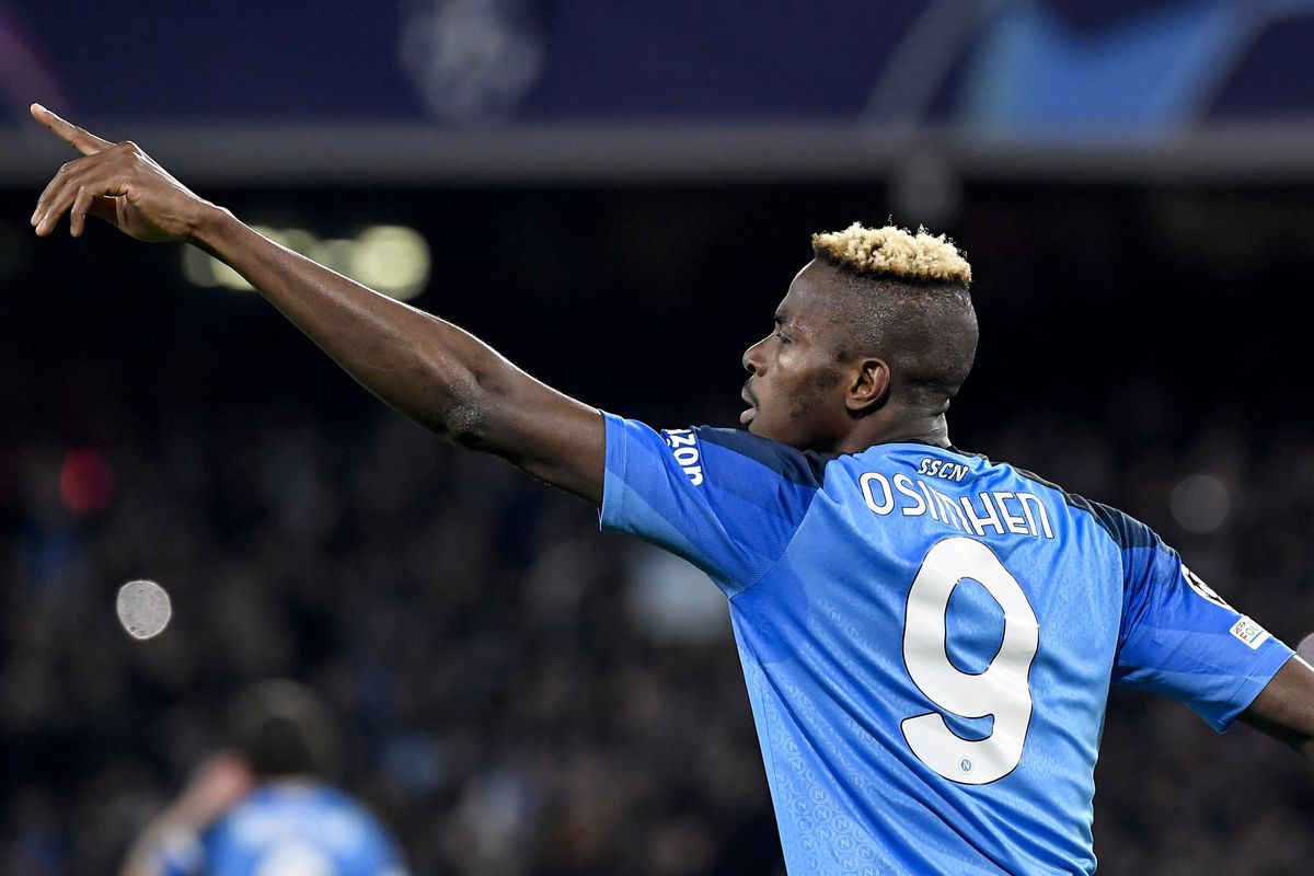 Victor Osimhen of SSC Napoli celebrates after scoring the...