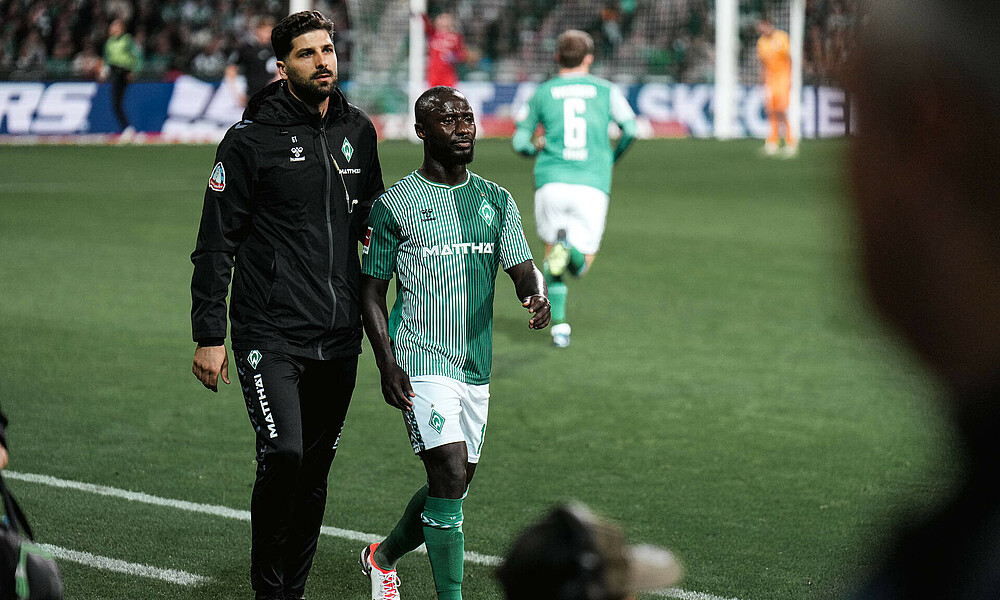 Naby Keïta after being subbed off due to injury.