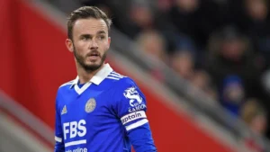 Leicester playmaker James Maddison during a match