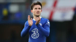 Chelsea left-back Ben Chilwell of Chelsea thanking the fans post match