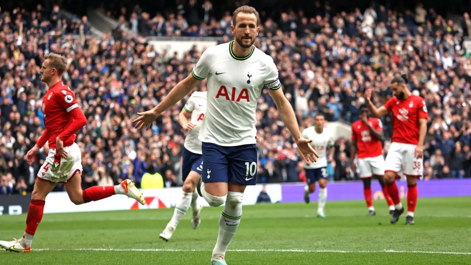 Tottenham striker Harry Kane celebrates scoring a goal