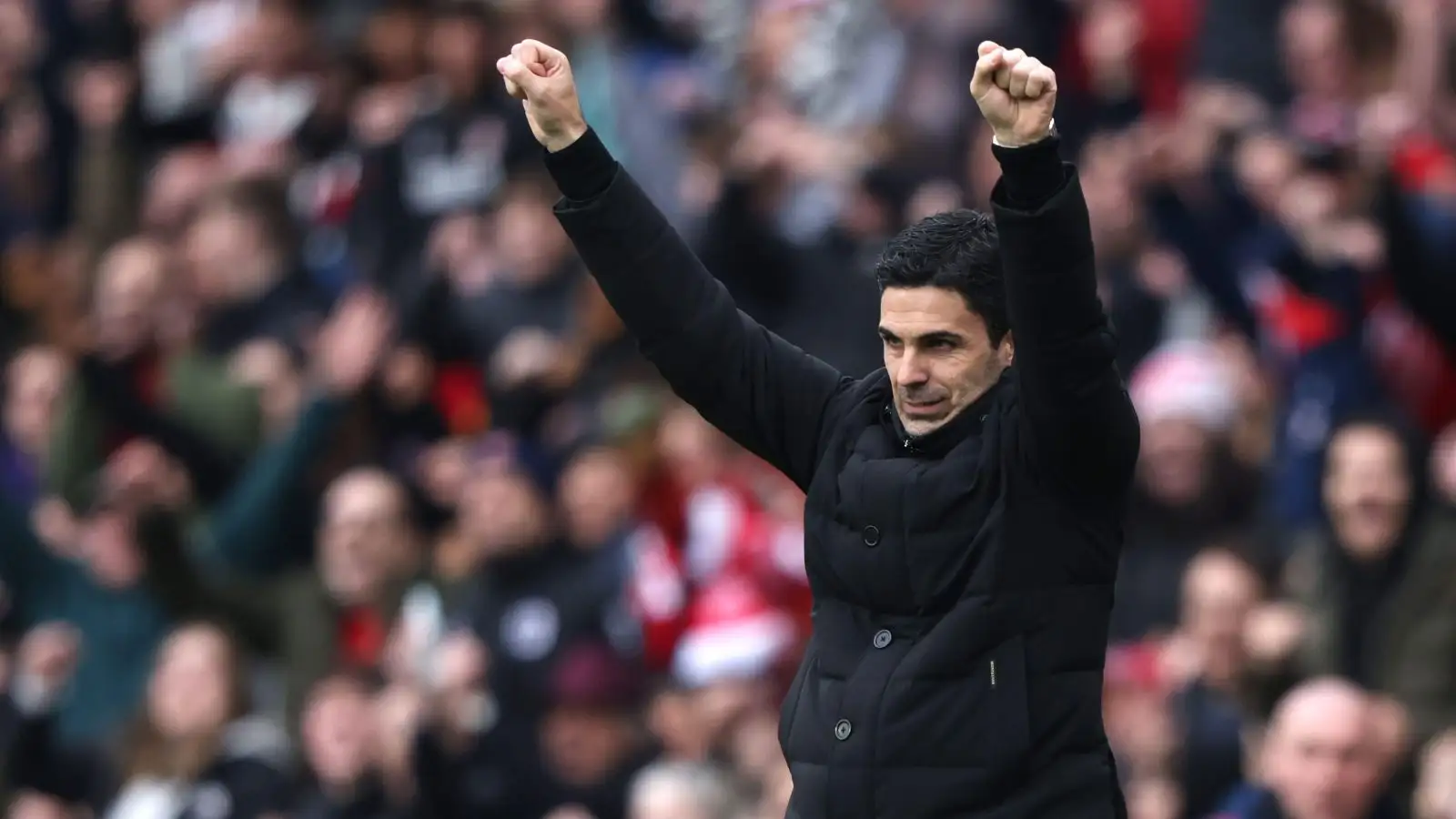 Arsenal boss Mikel Arteta celebrates a goal on the touchline