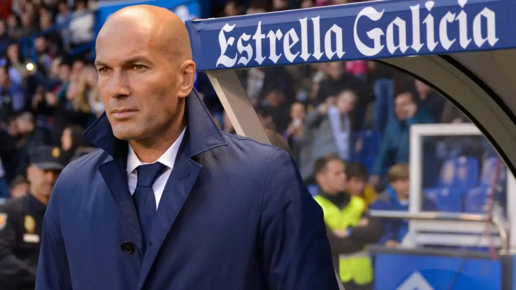 Ex-Madrid coach Zinedine Zidane in the dug-out