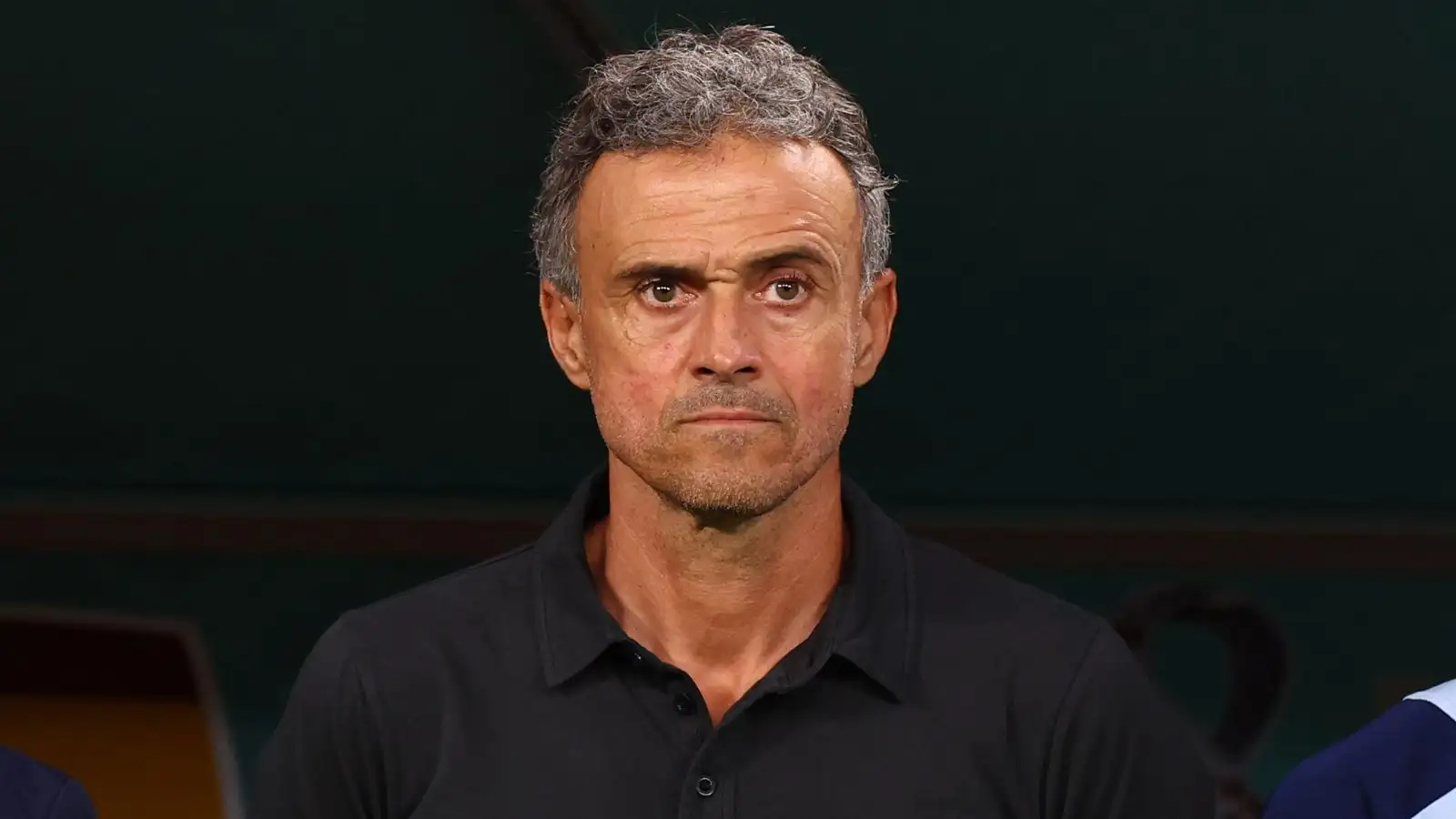 Luis Enrique in the dug out for the Spanish national team