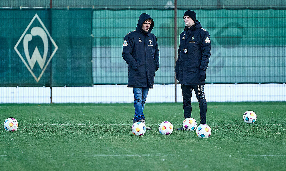 Clemens Fritz and Ole Werner at training.