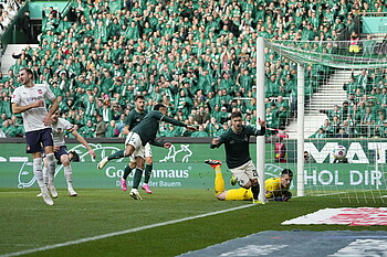 Romano Schmid celebrating his goal to make it 2-1.