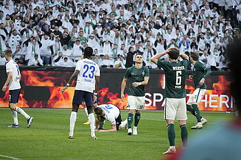 Rafael Borré after his attempt at scoring the equaliser.