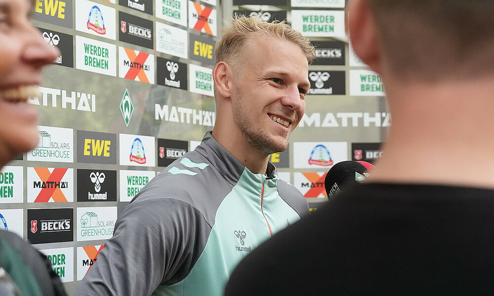 Marco Grüll in the mixed zone.